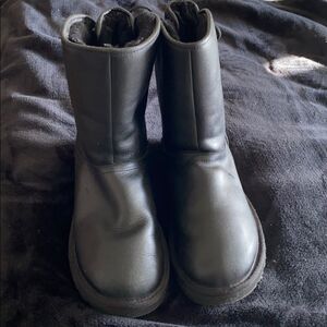 Women Black leather Ugg Boots